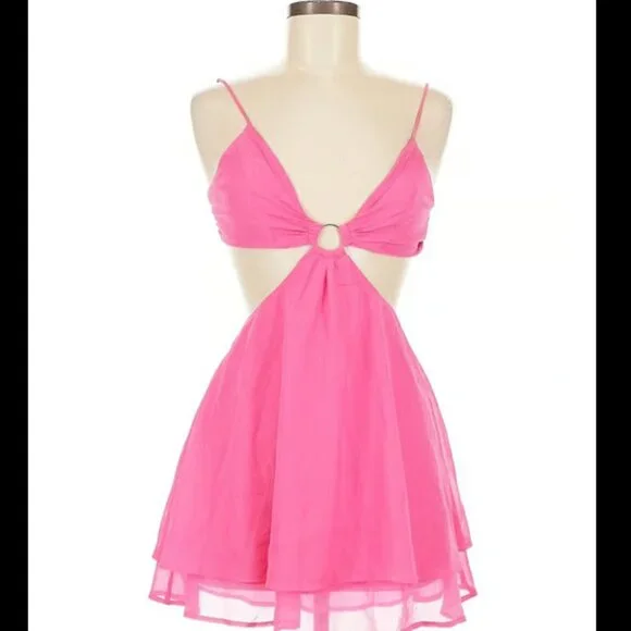NWT Lucy in the Sky Hot Pink Cutout Party Dress Backless Sz M $85 MSRP - Picture 1 of 5